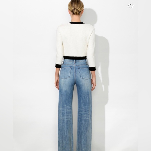 Alice + Olivia Black and Cream Knitwear CLAIRA CARDIGAN - Picture 4 of 8